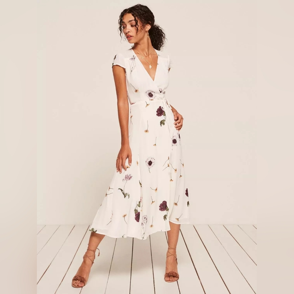 Reformation Carina Wrap Floral Midi Dress Size XL